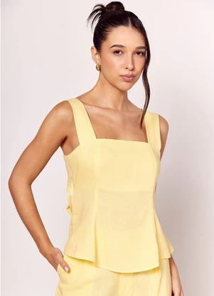 Sofie - Blusa Decote Quadrado e Laço nas Costas Amarelo - SOFIE