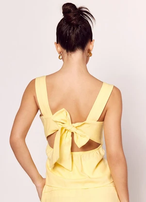 Sofie - Blusa Decote Quadrado e Laço nas Costas Amarelo - SOFIE