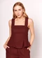 Sofie - Blusa Decote Quadrado e Laço nas Costas Marrom - variação: Marrom
