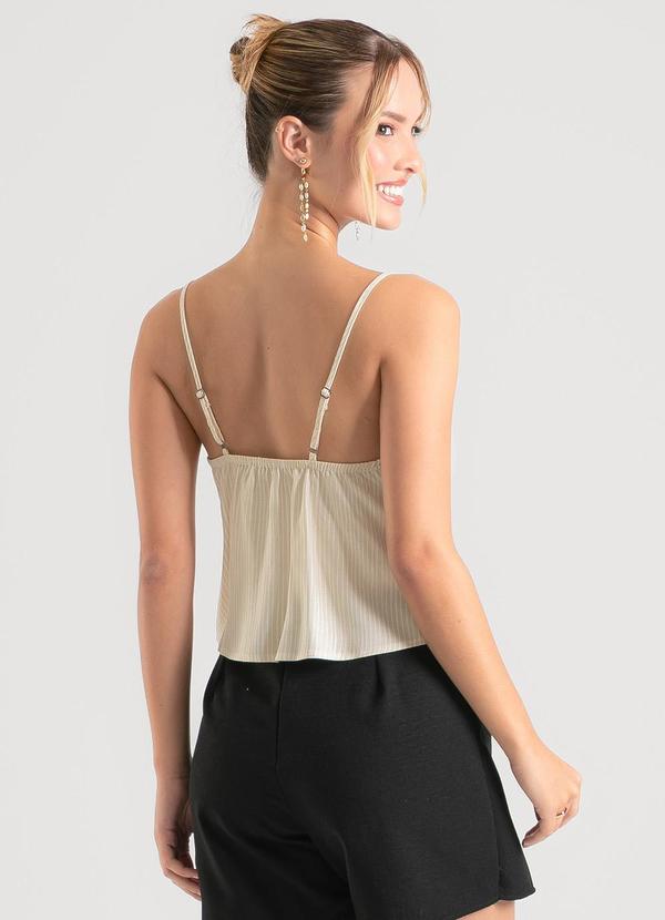 Cativa - Blusa Decote V em Viscose Bege 2