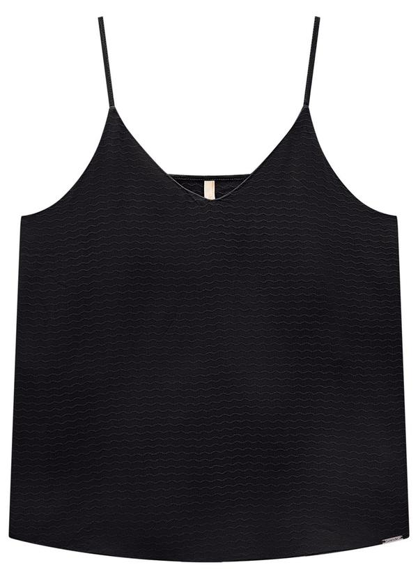 Lunender - Blusa em Viscose com Alças e Decote V Preto