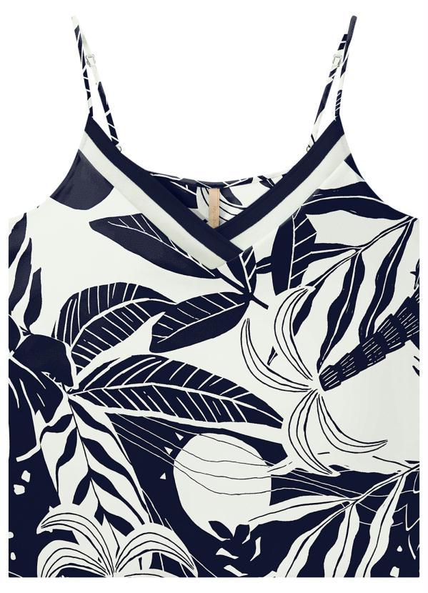 Lunender - Blusa Estampada em Viscose Branco