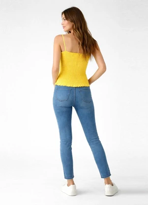 Infinita Cor - Blusa Feminina Alça Recorte nas Costas Amarelo - INFINITA COR