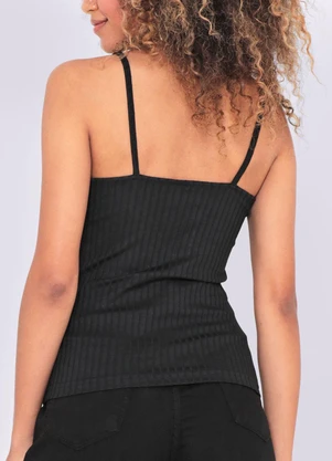Torra - Blusa Feminina Alças Canelada Preta - TORRA