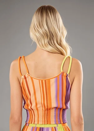 Endless - Blusa Feminina Alças Duplas Listras Laranja - ENDLESS