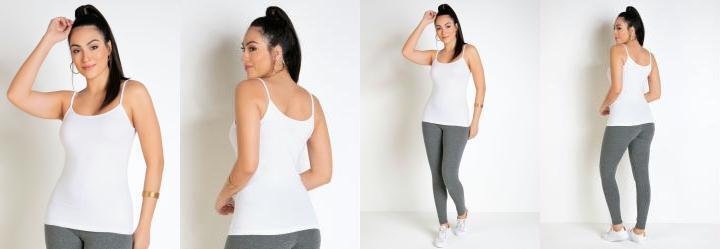 Blusa Feminina Branca com Al�as Finas