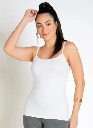 Basicamente - Blusa Feminina Branca com Alças Finas - BASICAMENTE