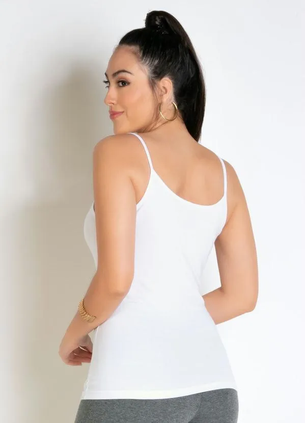 Basicamente - Blusa Feminina Branca com Alças Finas 2