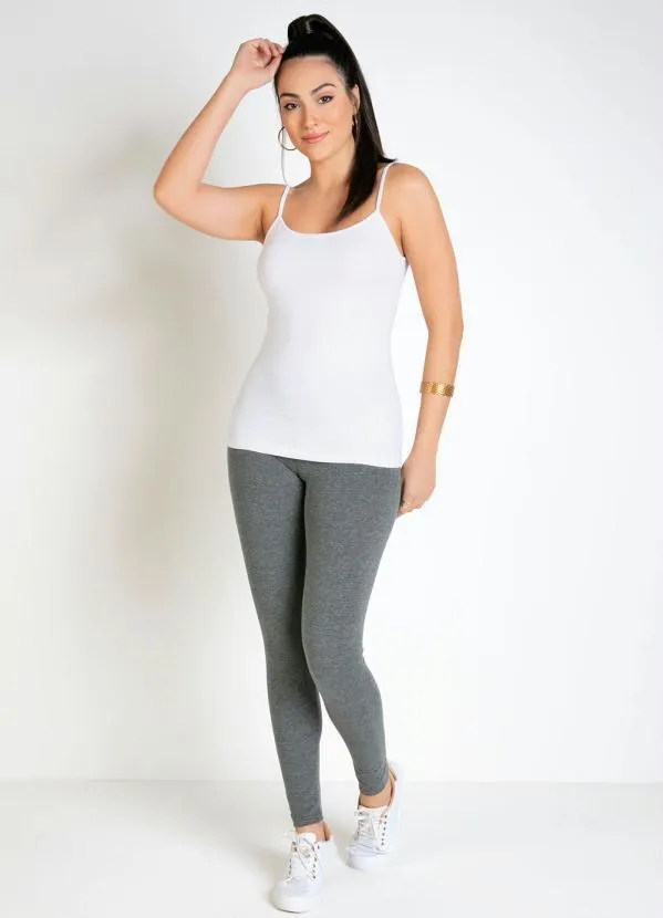 Basicamente - Blusa Feminina Branca com Alças Finas 3