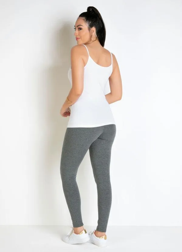 Basicamente - Blusa Feminina Branca com Alças Finas 4