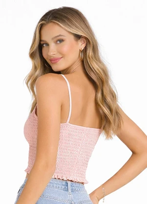 Infinita Cor - Blusa Feminina com Alça Fina Rosa - INFINITA COR