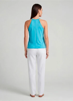 Infinita Cor - Blusa Feminina com Cava Americana Azul - INFINITA COR
