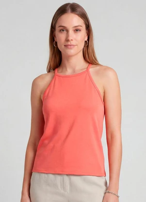 Infinita Cor - Blusa Feminina com Cava Americana Laranja - INFINITA COR