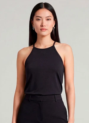 Infinita Cor - Blusa Feminina com Cava Americana Preto - INFINITA COR