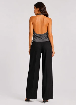 Infinita Cor - Blusa Feminina com Decote Degagê Cinza - INFINITA COR