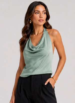 Infinita Cor - Blusa Feminina com Decote Degagê Verde - INFINITA COR