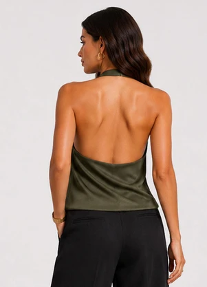 Infinita Cor - Blusa Feminina com Decote Degagê Verde - INFINITA COR