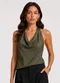 Infinita Cor - Blusa Feminina com Decote Degagê Preto - variação: Verde
