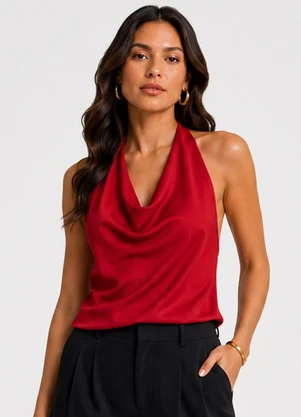 Infinita Cor - Blusa Feminina com Decote Degagê Vermelho - INFINITA COR