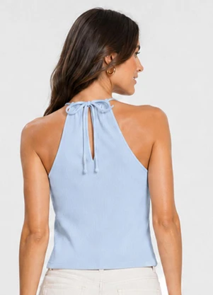 Infinita Cor - Blusa Feminina com Decote em V Azul - INFINITA COR