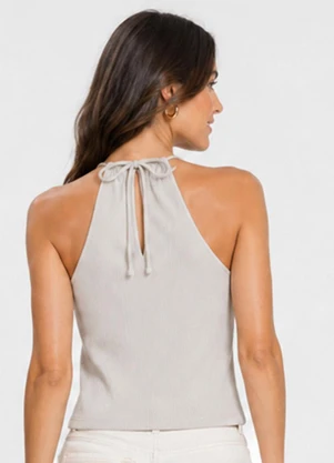 Infinita Cor - Blusa Feminina com Decote em V Bege - INFINITA COR