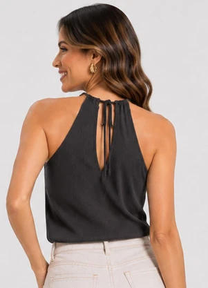 Infinita Cor - Blusa Feminina com Decote em V Cinza - INFINITA COR