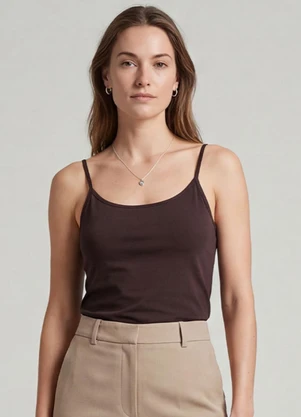 Infinita Cor - Blusa Feminina com Decote em V Marrom - INFINITA COR