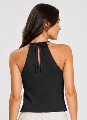 Infinita Cor - Blusa Feminina com Decote em V Preto - INFINITA COR