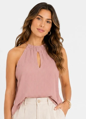 Infinita Cor - Blusa Feminina com Decote em V Rosa - INFINITA COR