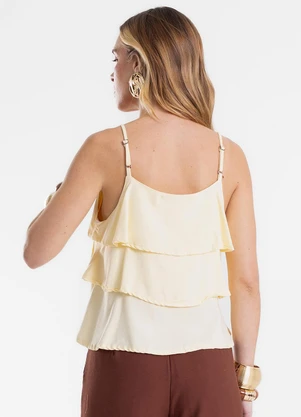 Endless - Blusa Feminina de Alça com Babados Amarelo - ENDLESS