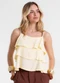 Endless - Blusa Feminina de Alça com Babados Azul - variação: Amarelo
