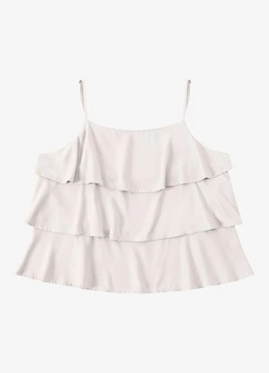 Endless - Blusa Feminina de Alça com Babados Bege - ENDLESS