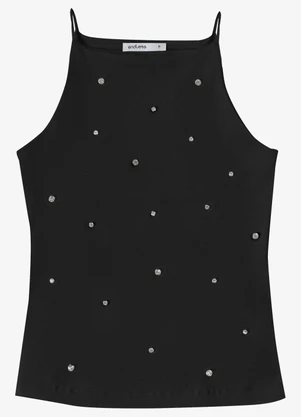 Endless - Blusa Feminina de Alça com Rebites Ribana Preto - ENDLESS