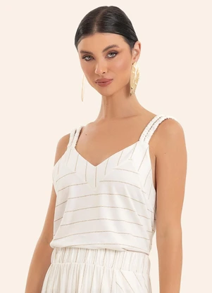 Endless - Blusa Feminina de Alça Decote em V Bege - ENDLESS