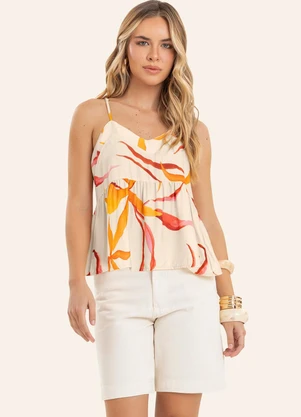 Endless - Blusa Feminina de Alça Decote em V Bege - ENDLESS