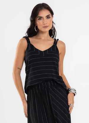 Endless - Blusa Feminina de Alça Decote em V Preto - ENDLESS