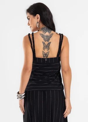 Endless - Blusa Feminina de Alça Decote em V Preto - ENDLESS