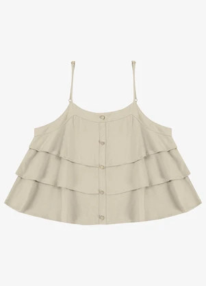 Endless - Blusa Feminina de Alça Decote Quadrado Bege - ENDLESS