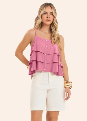 Endless - Blusa Feminina de Alça Decote Quadrado Rosa - ENDLESS