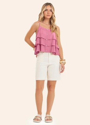 Endless - Blusa Feminina de Alça Decote Quadrado Rosa - ENDLESS
