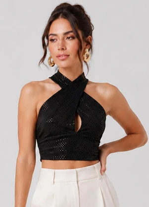 Endless - Blusa Feminina de Alça e Decote em X Preto - ENDLESS