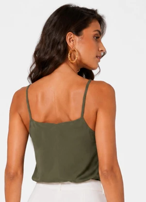 Infinita Cor - Blusa Feminina de Alça em Malha Touch Skin Verde - INFINITA COR