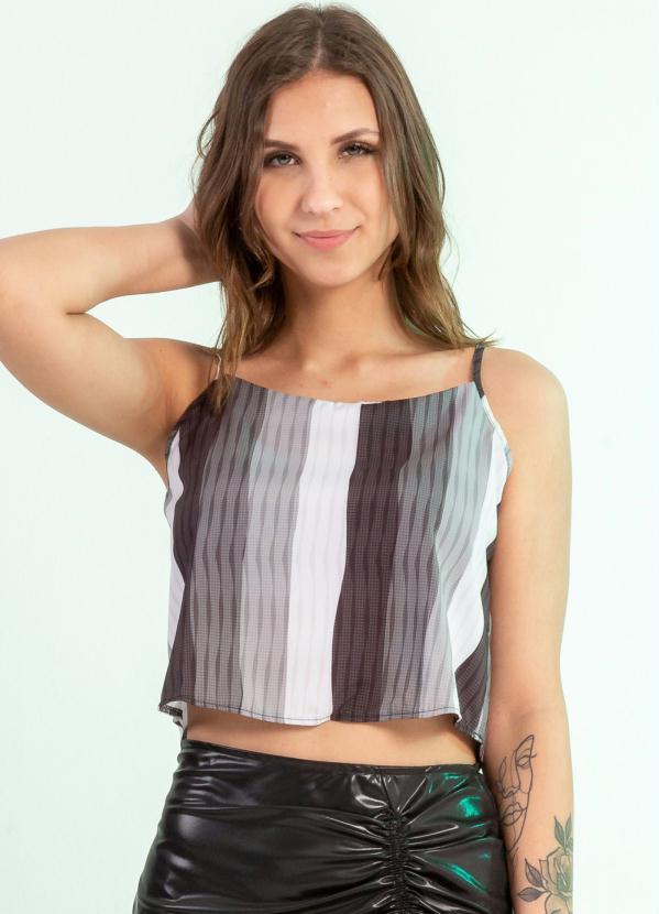 Bjoe - Blusa Feminina de Alça em Tecido Dior Preto