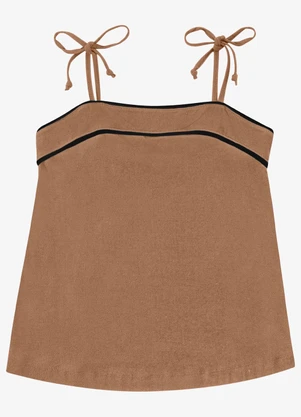 Endless - Blusa Feminina de Alça em Viscose Lisa Marrom - ENDLESS