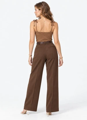 Endless - Blusa Feminina de Alça em Viscose Lisa Marrom - ENDLESS
