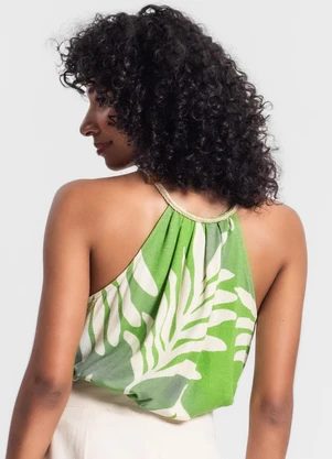 Rovitex - Blusa Feminina de Alça Floral Verde - ROVITEX