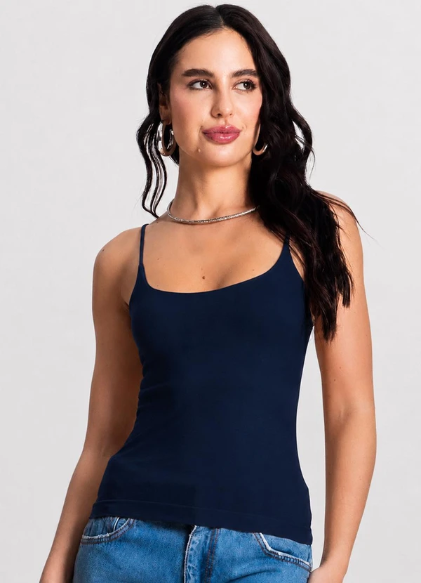 Rovitex - Blusa Feminina de Alça Poliamida Azul