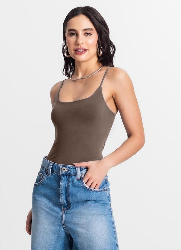 Rovitex - Blusa Feminina de Alça Poliamida Marrom 2