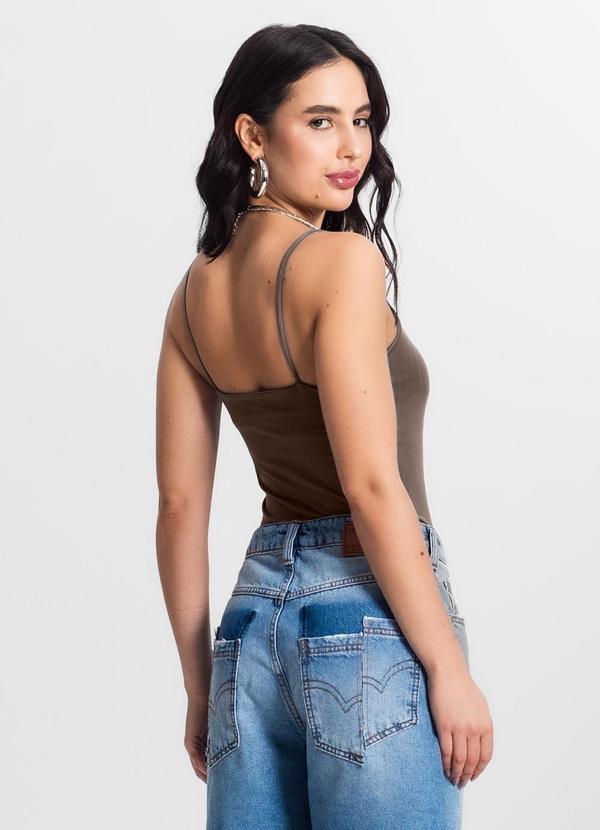 Rovitex - Blusa Feminina de Alça Poliamida Marrom 3