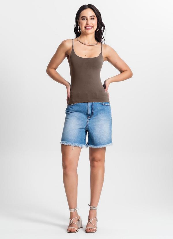 Rovitex - Blusa Feminina de Alça Poliamida Marrom 4